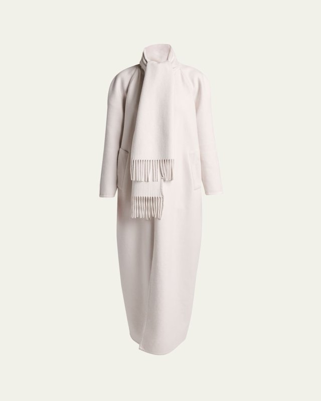 Scarf Cashmere Single-Breasted Maxi Coat
